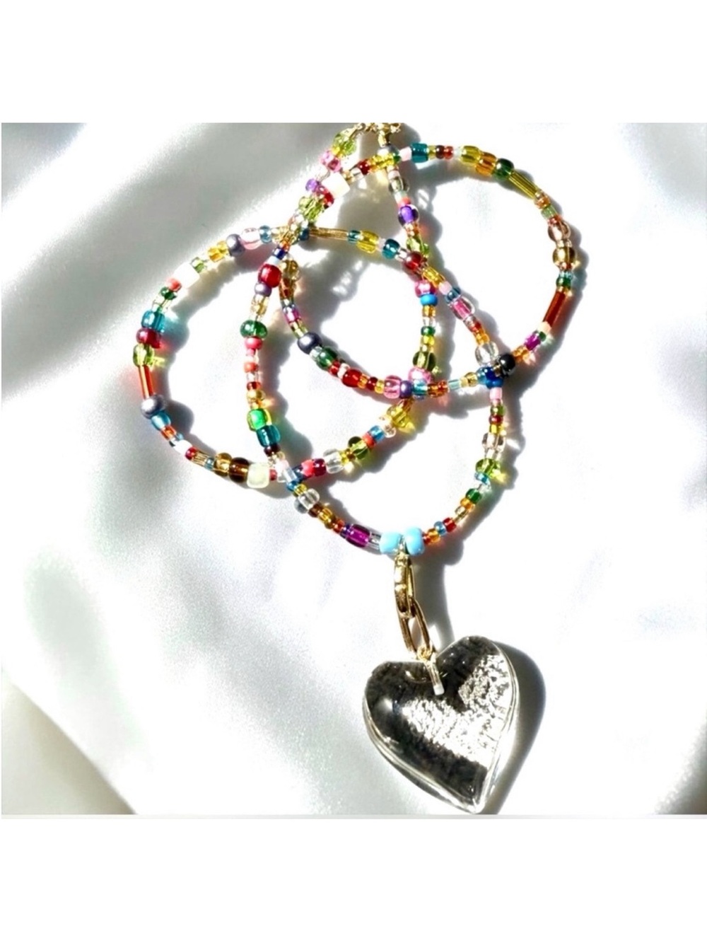 Glass Heart Beaded Necklace.